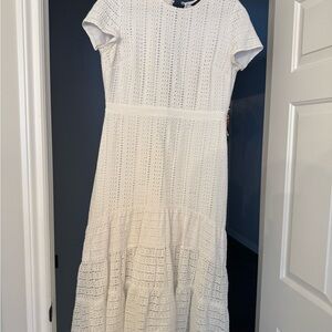 Banana Republic White High Low Eyelet Dress